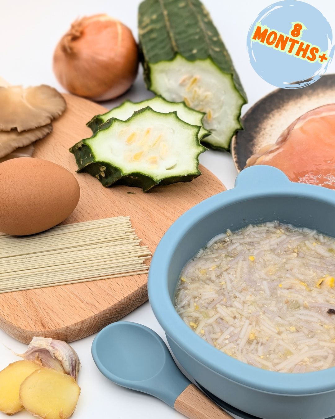 Chicken Noodle with Angled Gourd, Oyster Mushroom & Egg