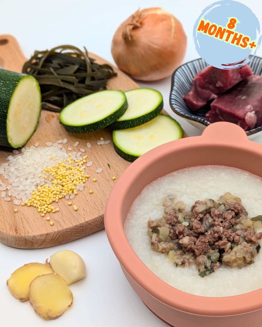 Beef Porridge with Zucchini & Seaweed