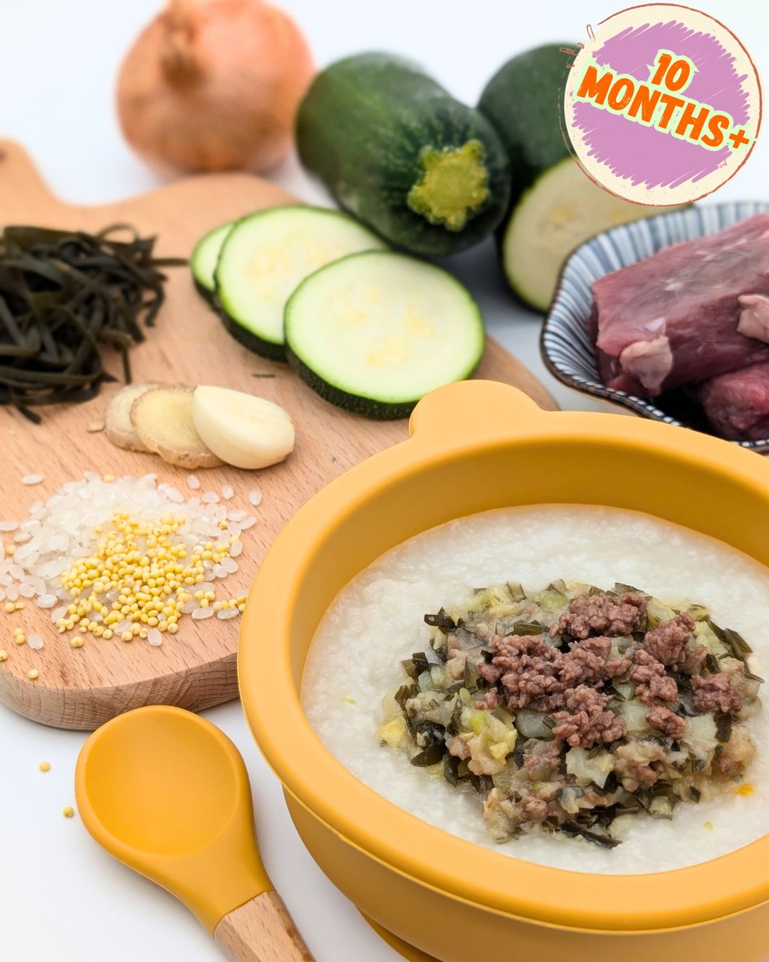 Beef Porridge with Zucchini & Seaweed