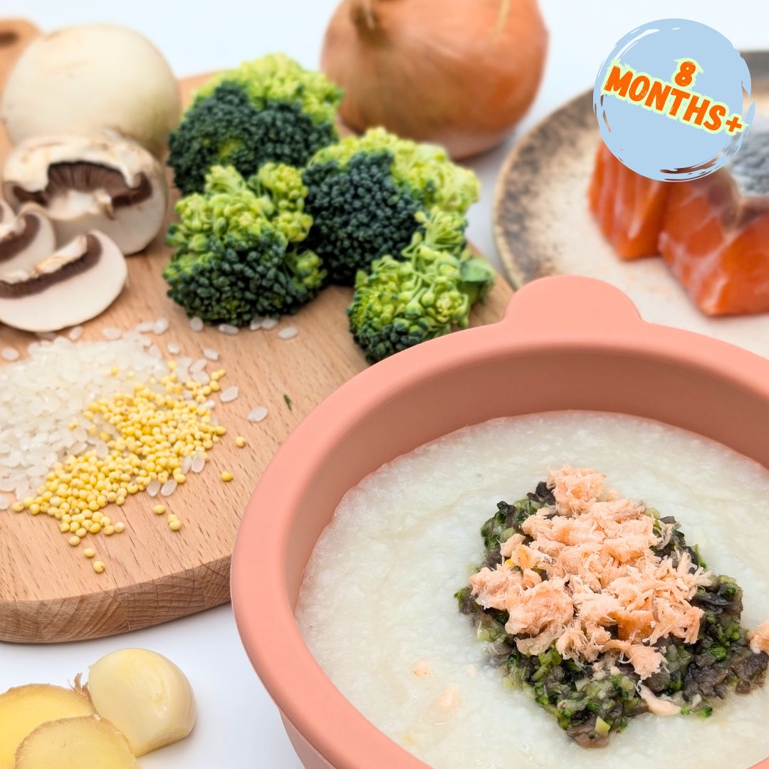 Fish Porridge with Broccoli & White Button Mushroom