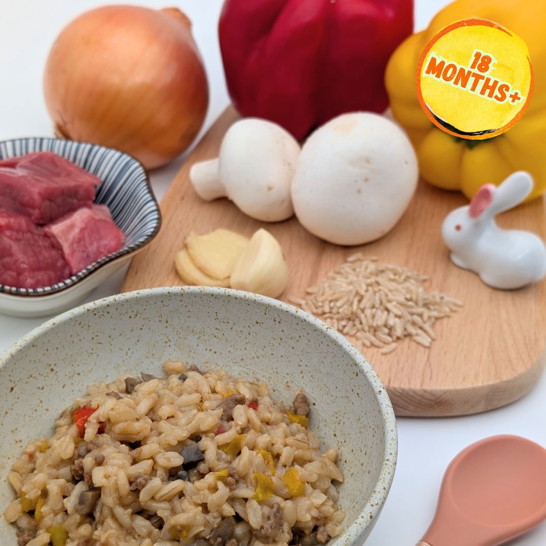 Brown Rice with Beef, Capsicum & White Button Mushroom