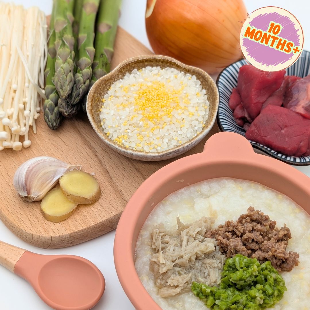 Beef Porridge with Enoki Mushroom & Asparagus